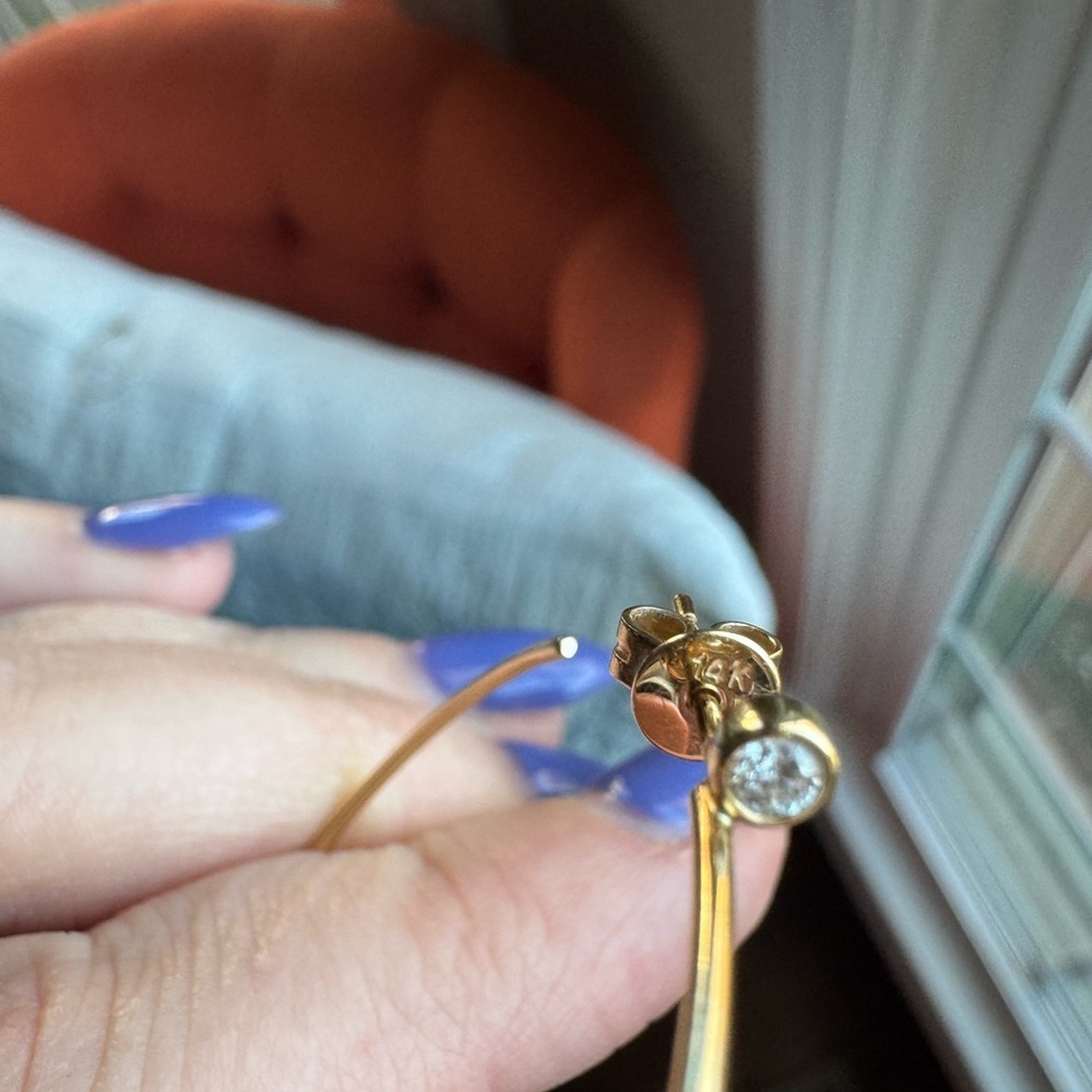 14k Gold and Diamond Hoops - Picture 8 of 13